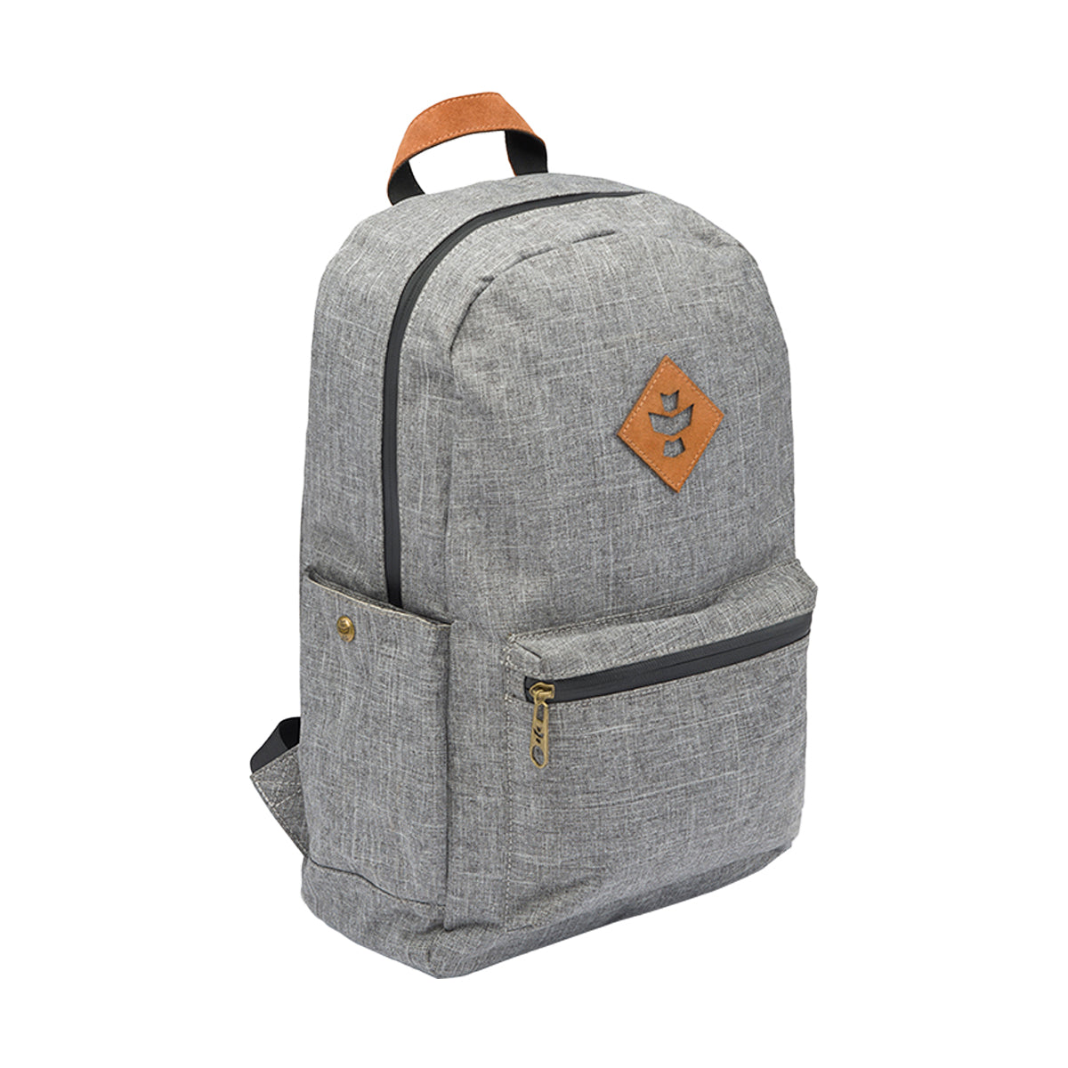 revelry the escort smell proof backpack crosshatch grey front view.jpg revelry the escort smell proof backpack crosshatch grey front view.jpg
