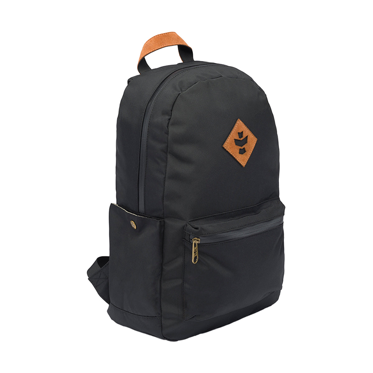 revelry the escort the smellproof backpack black front view.jpg revelry the escort the smellproof backpack black front view.jpg