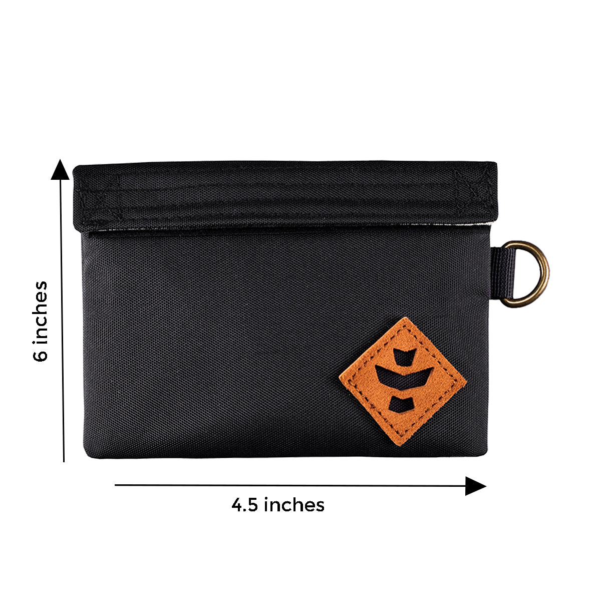 revelry the mini confidant smell proof small stash bag black front view measure.jpg revelry the mini confidant smell proof small stash bag black front view measure.jpg