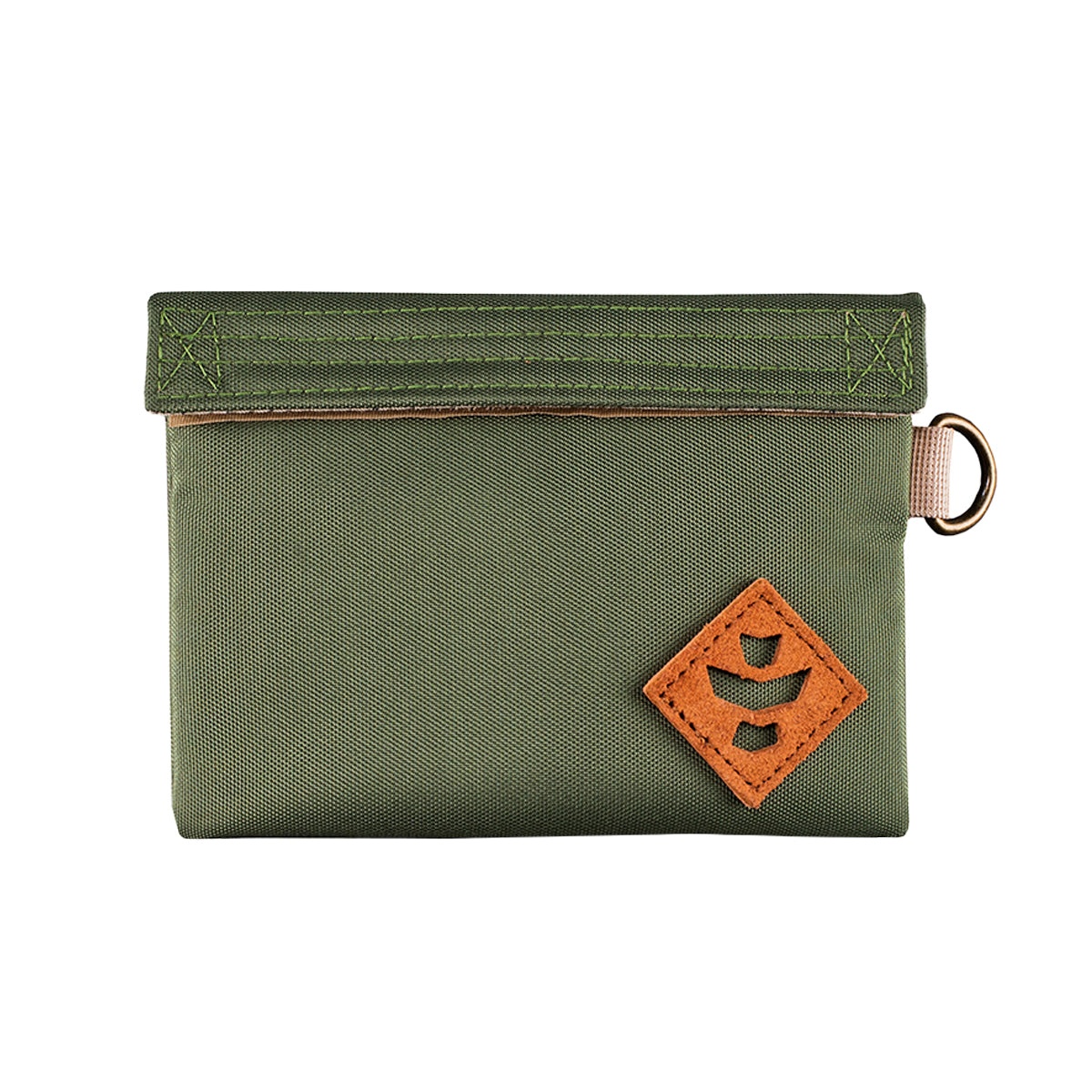 revelry the mini confidant smell proof small stash bag green front view.jpg revelry the mini confidant smell proof small stash bag green front view.jpg