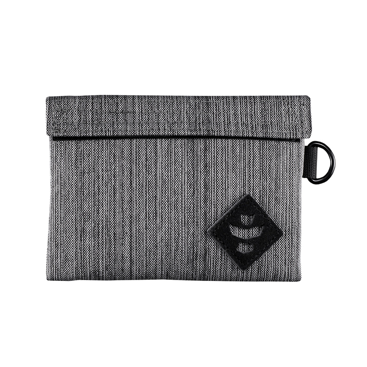 revelry the mini confidant smell proof small stash bag striped dark grey front view.jpg revelry the mini confidant smell proof small stash bag striped dark grey front view.jpg